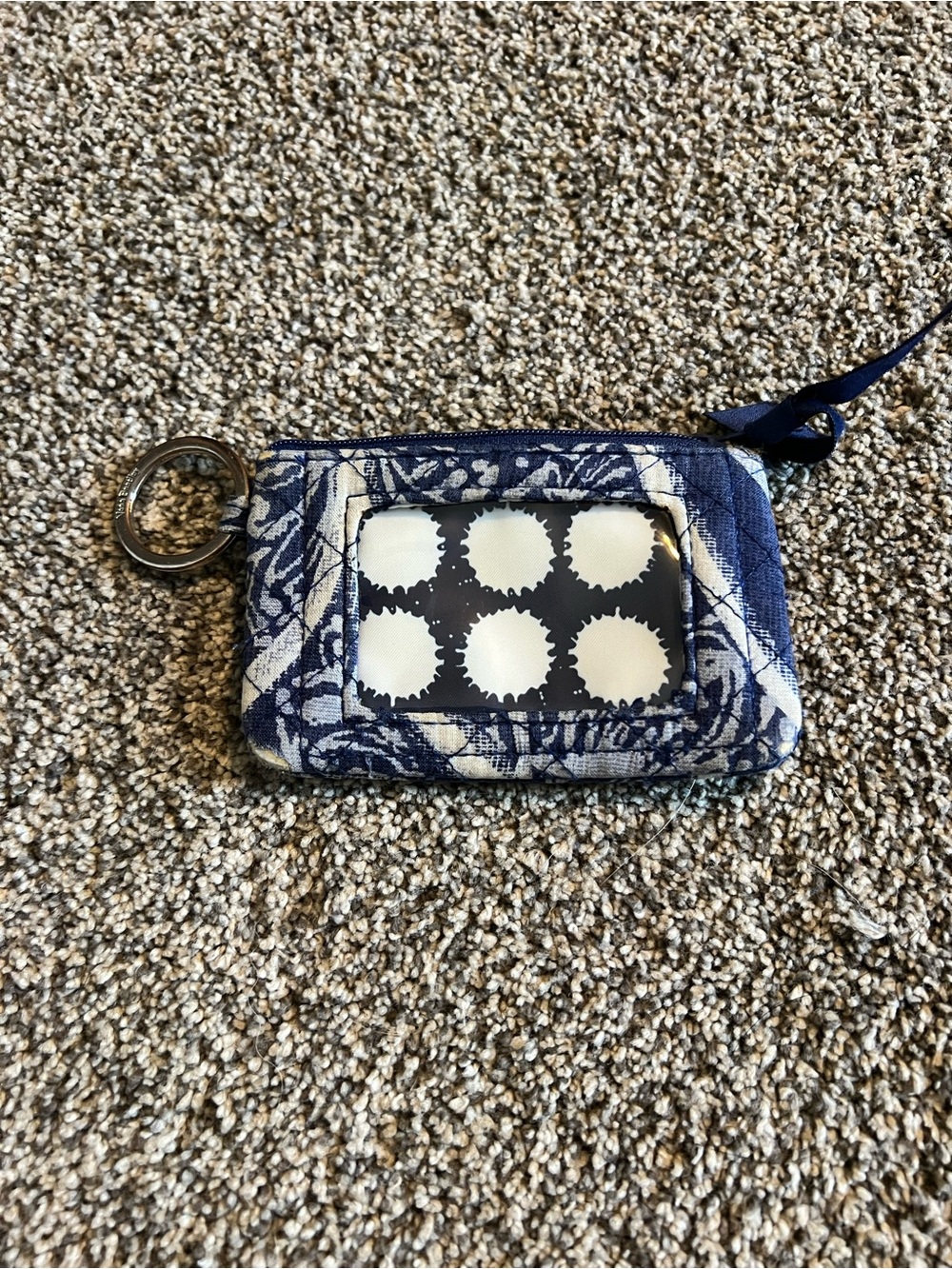 Vera Bradley Navy Blue and White ID Wristlet Card Case